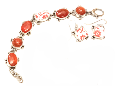 Judy Larson's Celebration Jewelry - , General Education, , Coral beads used as cabochons mixed